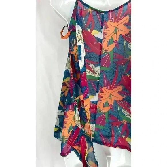 EUC Sheer Floral Top, Cutout Sleeves, Size Large #105 - Picture 6 of 15